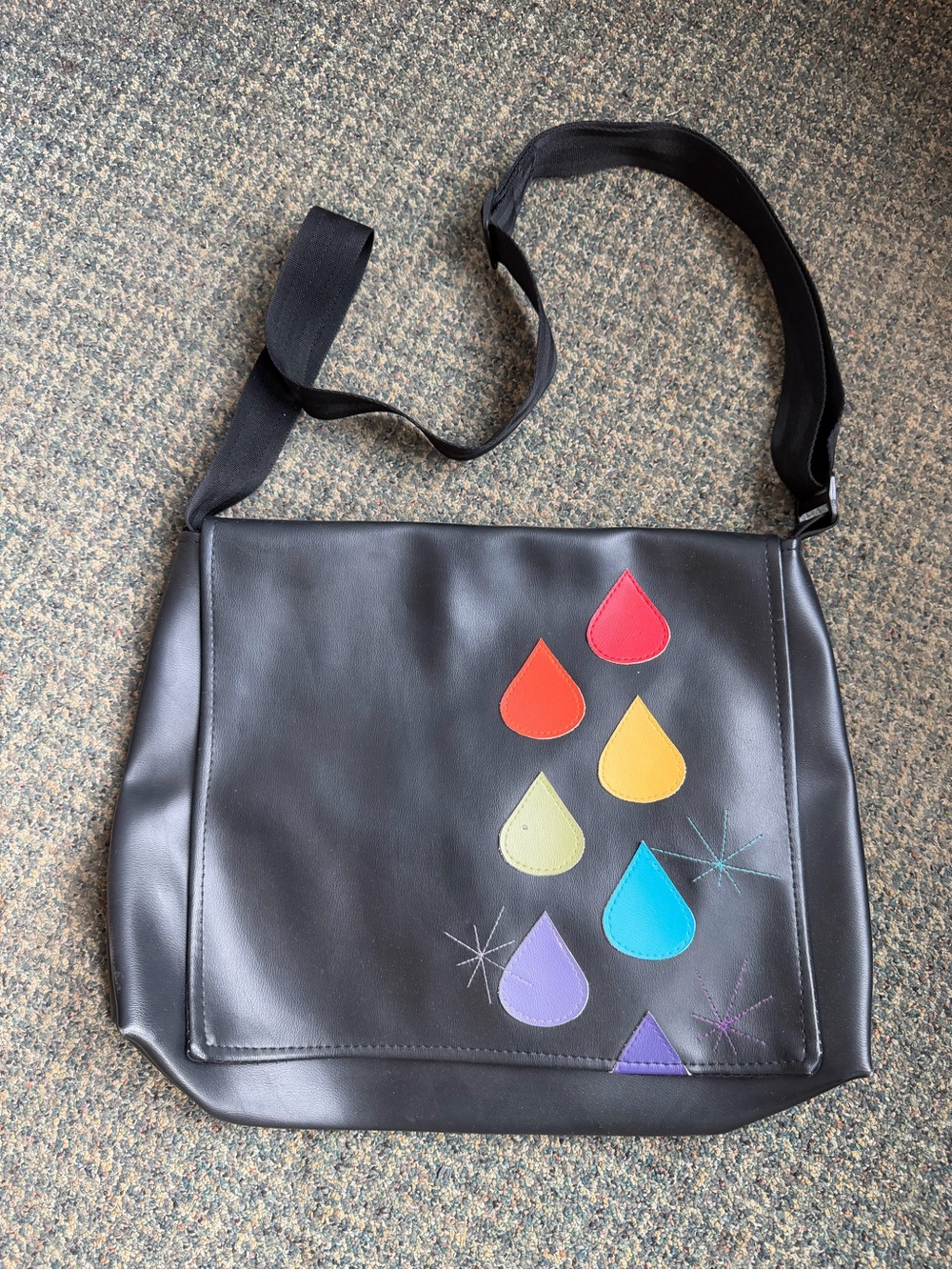 Faux Leather Messenger Bag